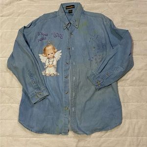 Oversized Vintage peregrine bay denim blouse, has green stain seen in pictures